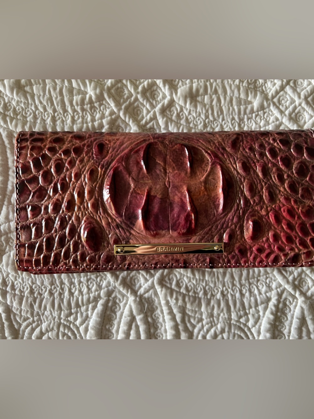 Brahmin Addy Croc-Embossed Leather Clutch Wallet